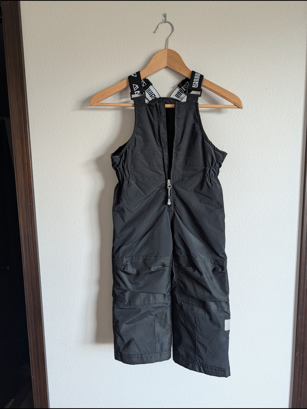 Kids Black Puffer Snow Bib with Adjustable Branded Straps